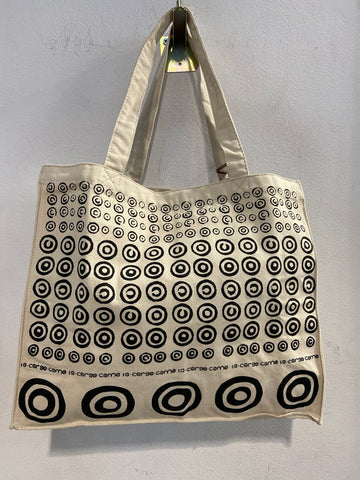 BORSA IN TESSUTO IOCORSOCOMO PANNA/NERO STAMPATO(PARI AL NUOVO)