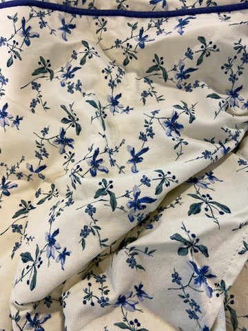 COPRILETTO SINGOLO BIANCO/BLU  A FIORELLINI