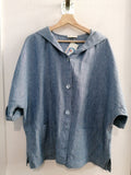 GIACCA C/CAPPUCCIO SHIKKERIA TG48 IN LINO BLU JEANS