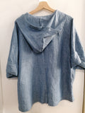 GIACCA C/CAPPUCCIO SHIKKERIA TG48 IN LINO BLU JEANS
