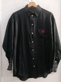 CAMICIA DONNA TGL IN LINO NERO C/STELLA STRASS ROSSO