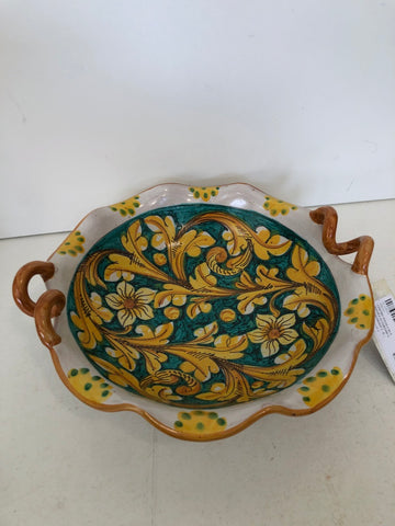 CENTRO TAVOLA DUE MANICI IN CERAMICA CALTAGIRONE C. ROMANO H49XDIAMETRO25 CM