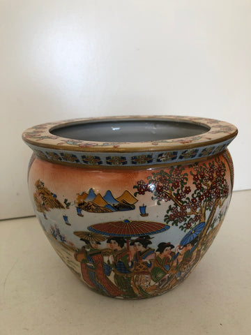 CACHE POT IN PORCELLANA STILE ORIENTALE H15XDIAMETRO15 CM ( LEGGERA IMPERFEZIONE )