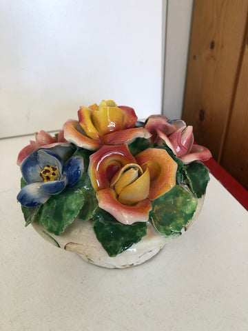 SCATOLA D14CM H10CM  IN CERAMICA TIPO CAPODIMONTE