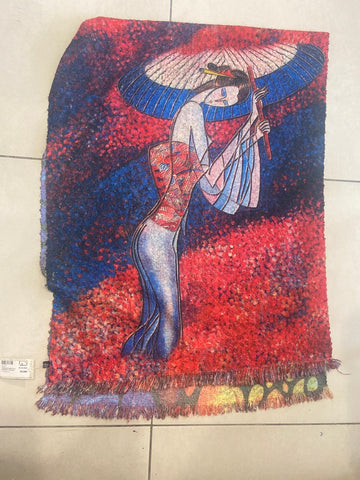 SCIARPONE MISTO LANA ROSSO/BLU C/STAMPA