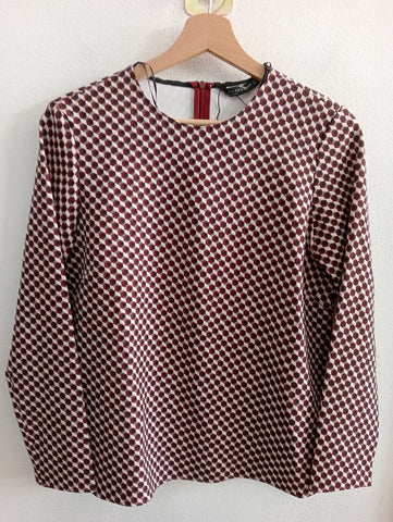 MAGLIA DONNA ZARA TGS FANTASIA BORDEAUX(PARI AL NUOVO)