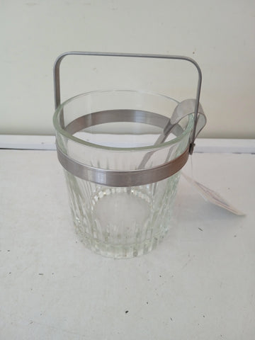 SECCHIELLO PORTA GHIACCIO IN VETRO H10XDIAMETRO8 CM + PRENDI GHIACCIO