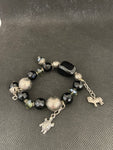 BRACCIALE PIETRE NERE/ARGENTATE C/CIONDOLI