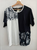 MAGLIA MARA CAROL TGM BLU/BIANCO C/RIPORTO MACRAME'