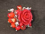 ANELLO SODINI ROSA ROSSA E PERLINE