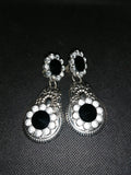 ORECCHINI CLIPS ANTICHIZZATO C/PIETRA NERA