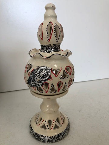 PORTA CANDELA IN CERAMICA ETNICO H20XDIAMETRO5 CM
