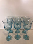 6 BICCHIERI VINO IN VETRO AZZURRO