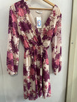 ABITO ALESYA TGM BEIGE A FIORI VIOLA/ROSA