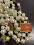 COLLANA TRE FILI PERLE C/INSERTI COLORATI