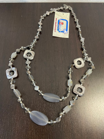 COLLANA DOPPIO FILO PIETRE GRIGIE