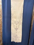 COPPIA TENDINE L30X120CM MISTO LINO PANNA C/RICAMO E INTAGLIO GRIGIO