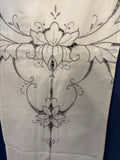 COPPIA TENDINE L30X120CM MISTO LINO PANNA C/RICAMO E INTAGLIO GRIGIO