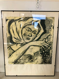 XILOGRAFIA DI BRANCATO (DONNA CON GRAPPOLO D'UVA '77) NUMERATA H51XL41 CM