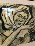 XILOGRAFIA DI BRANCATO (DONNA CON GRAPPOLO D'UVA '77) NUMERATA H51XL41 CM
