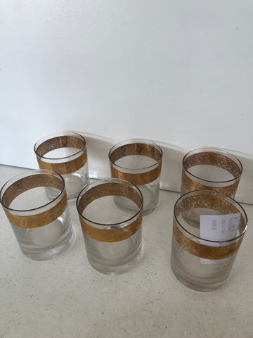6 BICCHIERI IN VETRO BORDO DORATO