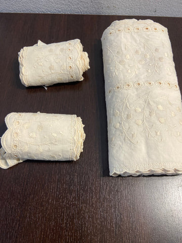 TRIS APPLICAZIONI PANNA C/RICAMO E PIZZO SAN GALLO