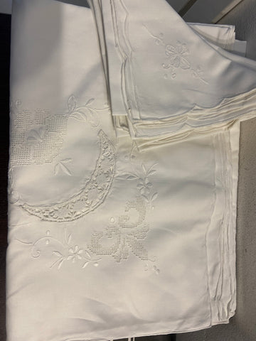 TOVAGLIA L170X240CM COTONE BIANCO C/RICAMO+10TOVAGLIOLI