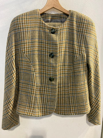 TAILLEUR LUISA SPAGNOLI TG42 IN LANA SENAPE/VERDE