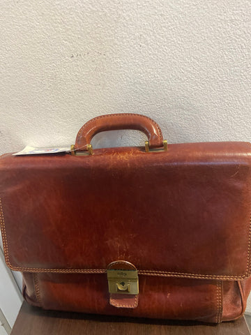 BORSA 24ORE IN VERA PELLE MARRONE