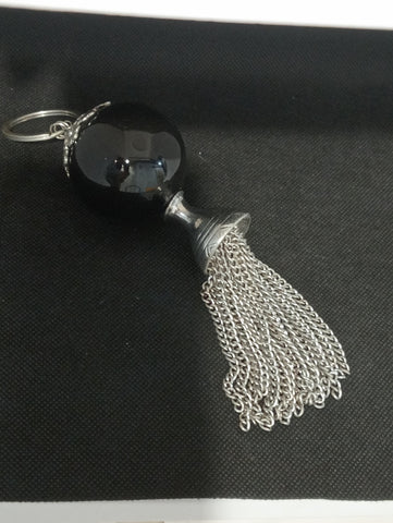 PORTACHIAVI SFERA NERA C/PENDENTI