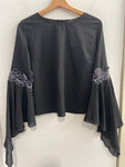 MAGLIA JAIME' TGM NERO VELATO C/FIORI ARGENTATI