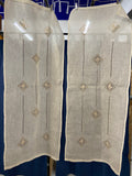 COPPIA TENDE L52X130CM  IN LINO BIANCO C/RICAMO E INTAGLIO ECRU'