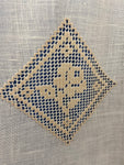 COPPIA TENDE L52X130CM  IN LINO BIANCO C/RICAMO E INTAGLIO ECRU'
