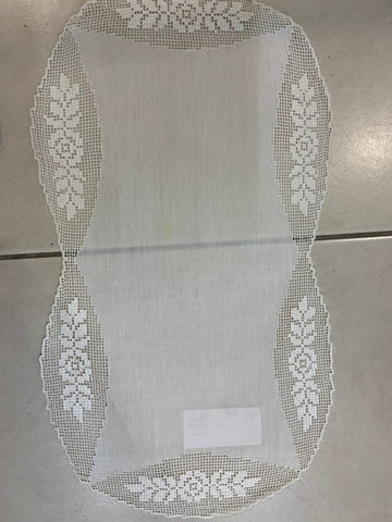 STRISCIA L47X23CM LINO BIANCO C/RICAMO 500