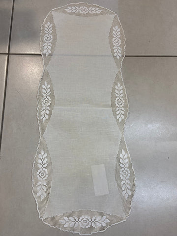 STRISCIA L66X25CM LINO BIANCO C/RICAMO 500