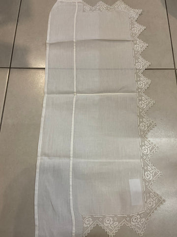STRISCIA L39X90CM LINO BIANCO C/RICAMO 500