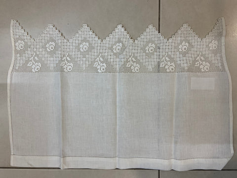STRISCIA L43X68CM PER VETRINETTA LINO BIANCO C/RICAMO 500