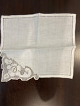 CENTRINO L21X23CM LINO BIANCO C/RICAMO SFILATO SICILIANO