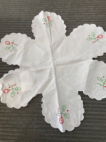 CENTRINO PANE IN COTONE BIANCO C/RICAMO NATALIZIO