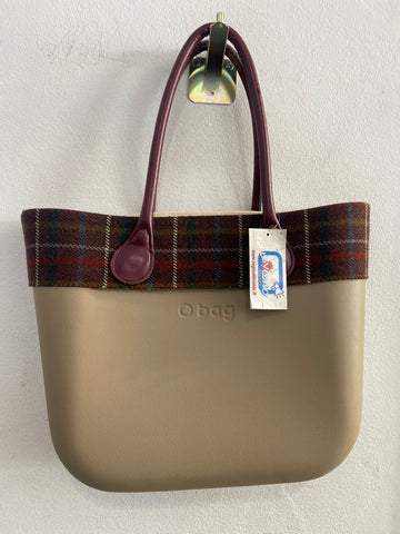 BORSA O BAG BEIGE/SCOZZESE BORDEAUX