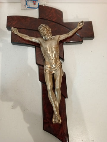 CROCIFISSO DA MURO IN LAM ARG H45XL30 CM