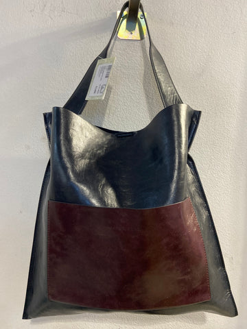 BORSA SHOPPING ZARA SIMILPELLE NERO/BORDEAUX