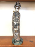 STATUAIN LAMINA D'ARGENTO DIGNITARIO CINESE H 30CM SU BASE MARMO GOLD LINE