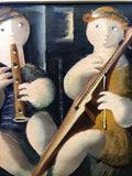 QUADRO OLIO SU TELA MUSICANTI NAIF  35X40