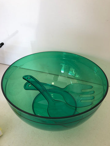 INSALATIERA IN PLASTICA VERDE +COPPIA MESTOLI H10XDIAMETRO25 CM