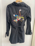 TRENCH CUSTO BARCELONA TG42 NERO C/RICAMO COLORATO