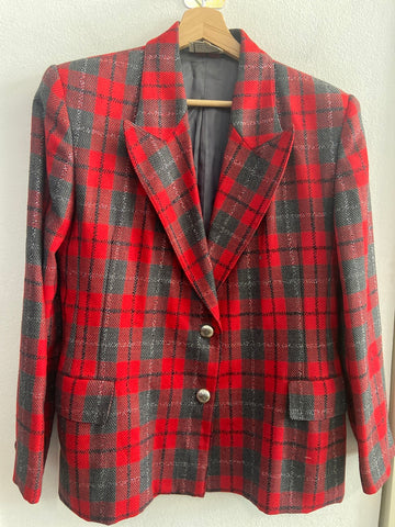 GIACCA LUISA SPAGNOLI TG44 A QUADRI ROSSO/VERDE LAME' IN LANA