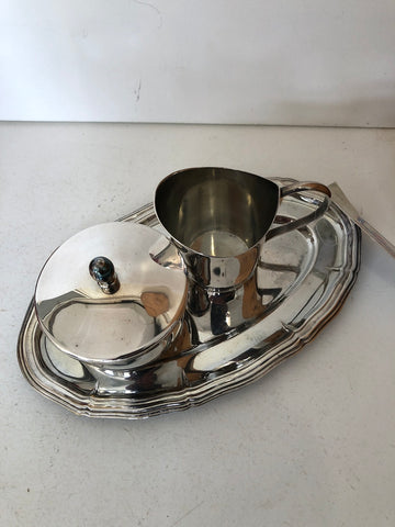 VASSOIO+LATTIERA+ZUCCHERIERA IN SHEFFIELD SILVER PLATED