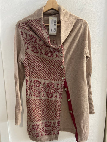 CARDIGAN AJAY TGL BEIGE/BORDEAUX LAME'