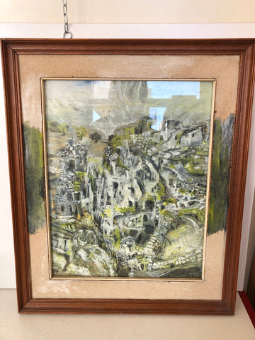 OLIO SU TELA GIOVANNI LA ROSA C/CORNICE IN LEGNO H56XL46 CM